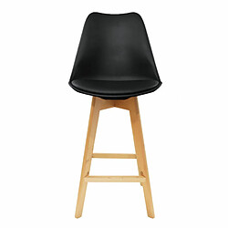 Toilinux 2 Tabourets de bar en bois scandinaves Home Factory - H. 105 cm - Noir