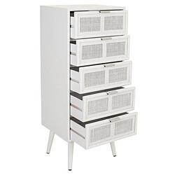 Acheter Pegane Chiffonnier, meuble de rangement en bois coloris blanc - Longueur 42 x Profondeur 36,5 x Hauteur 100,50 cm