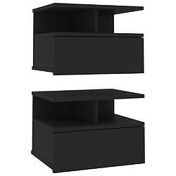 vidaXL Tables de chevet flottantes 2 pcs Noir Bois d'ingénierie