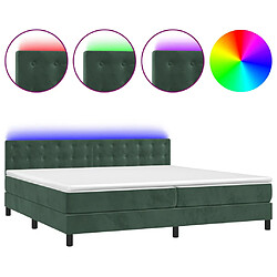 vidaXL Sommier à lattes de lit matelas et LED Vert foncé 200x200 cm