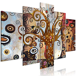 Decoshop26 Tableau toile de décoration murale impression premium en 5 parties sur châssis en bois motif Joie de vie 100x50cm 11_0014334 