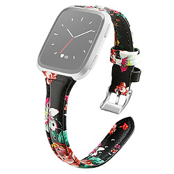 Wewoo Bracelet pour montre connectée Fitbit Versa 2 Smartwatch en cuir véritableversion rétractable fleur rouge 