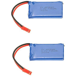 Batterie Lipo Rechargeable 2 Pièces 3.7V 730mAh pour Drone WLtoys V636 V686 | Convient pour quadricoptère, haute capacité | Comprend 2 piles, bleues 