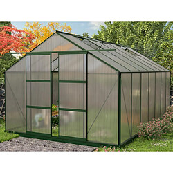 Vente-Unique Serre de Jardin en polycarbonate de 15 m² avec embase - Vert - OXALIS