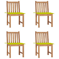 Maison Chic Lot de 4 Chaises de jardin,Fauteuil d'extérieur avec coussins Bois de teck massif -MN18203