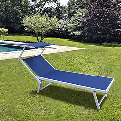 Mobili Rebecca Chaise longue Bleu Aluminium Textilène Balcon Plage 38x186x61