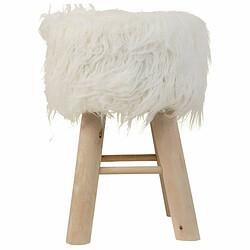 Avis Tabouret Alexandra House Living Blanc Tissu Peluche Bambou Pin Éponge Bois MDF 32 x 44 x 32 cm