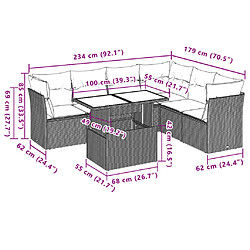 Acheter vidaXL Salon de jardin avec coussins 7 pcs gris résine tressée