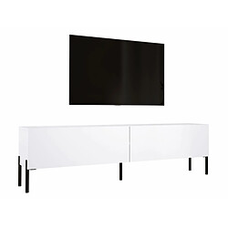 3XELIVING Meuble TV en couleur Blanc mat avec pieds droits en noir, D: l : 170 cm, H : 52 cm, P : 32 cm