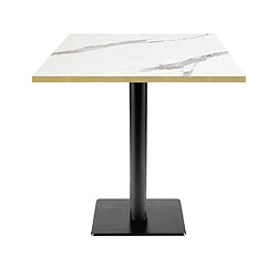 Restootab Table 70x70cm - modèle MilanT marbre blanc chants laiton