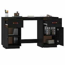 Maison Chic Bureau avec armoire de rangement,Table de travail,Table d'études Noir 135x50x75 cm Bois massif de pin -GKD57307 pas cher