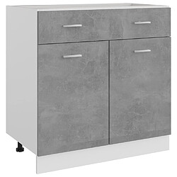 vidaXL Armoire de plancher à tiroir Gris béton Bois d’ingénierie