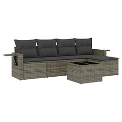 Maison Chic Salon de jardin 6 pcs avec coussins | Ensemble de Table et chaises | Mobilier d'Extérieur gris résine tressée -GKD85199