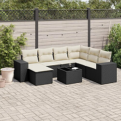 Maison Chic Ensemble Tables et chaises d'extérieur 8 pcs avec coussins,Salon de jardin noir résine tressée -GKD512065