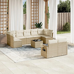 vidaXL Salon de jardin avec coussins 10 pcs beige résine tressée