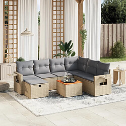 vidaXL Salon de jardin avec coussins 8pcs mélange beige résine tressée 