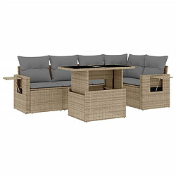 vidaXL Salon de jardin avec coussins 6 pcs beige résine tressée