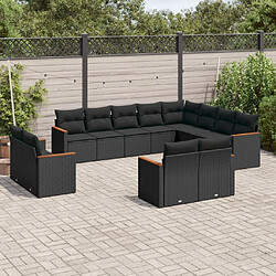 Maison Chic Salon de jardin 12 pcs avec coussins, Ensemble Tables et chaises d'extérieur noir résine tressée -GKD782347