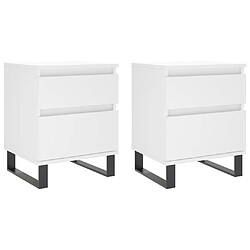 Maison Chic Lot de 2 Tables de chevet,Table de nuit,Table d'appoint pour salon blanc 40x35x50 cm bois d’ingénierie -MN47017