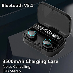 GUPBOO Casque stéréo TWS avec étui de chargement et prise en charge Bluetooth 5.1, 3500 mAh 