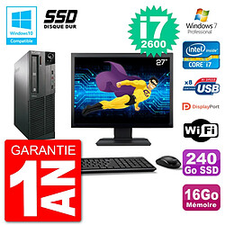 PC Lenovo M82 SFF Ecran 27" i7-2600 RAM 16Go SSD 240Go Graveur DVD Wifi W7 · Occasion 