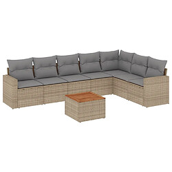 vidaXL Salon de jardin avec coussins 8pcs mélange beige résine tressée