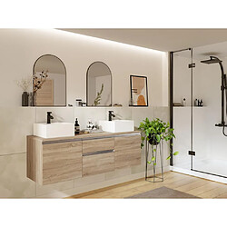 Vente-Unique Meuble de salle de bain suspendu avec double vasque - Naturel clair - 150 cm - JIMENA II