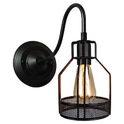 Stoex Lampe Applique Murale Cage en Métal Fer Forgé Rétro Industrielle Luminaire Mur Intérieure Loft E27 Noir