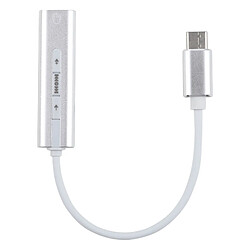 Wewoo Carte Son USB argent Aluminium Shell 3.5mm Jack USB-C externe / Type-C HIFI Magic Voice 7.1 adaptateur de convertisseur de canal lecteur gratuit