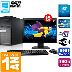 PC Tour DELL 9020 Core I5-4570 Ram 16Go Disque 960 Go SSD Wifi W7 Ecran 19" - Occasion