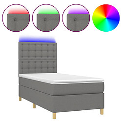 vidaXL Sommier à lattes de lit et matelas et LED Gris foncé 100x200 cm