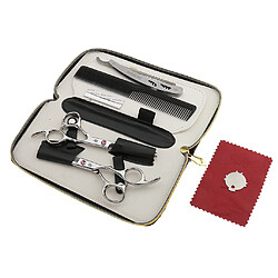 ciseaux de coiffeur Kit 6pcs Ciseaux Coiffure Professionnels Ciseaux Désépaissir Rasoir Barbe Coupe de Cheveux portable