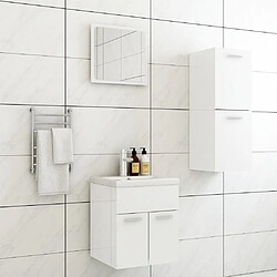 vidaXL Ensemble de meubles de salle de bain Blanc brillant Aggloméré