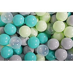 MeowBaby Jeu de Balles en Plastique, 300 Balles: Gris/Vert Clair/Transparent/Turquoise