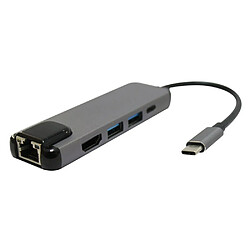 Wewoo HUB Hub USB3.1 Type-C vers HDMI + Port Ethernet Gigabit + 2 ports Câble adaptateur USB3.0 + PD pour Macbook Pro