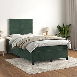 Maison Chic Lit Adulte - Lit simple Lit à sommier tapissier et matelas moelleux - Meuble de Chambre - Vert foncé 120x200cm Velours -MN31579