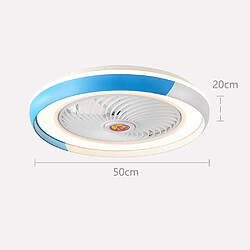 Universal Lampe ventilateur de plafond de 50cm, 220V LED 36W dimmer en continu, dimmer à trois vitesses, bulles, télécommande silencieuse, mini commande lampe ventilateur, bleu