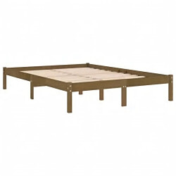 Acheter vidaXL Cadre de lit Marron miel Bois massif 150x200 cm Très grand