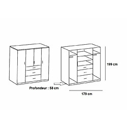 Avis Inside 75 Composition d'angle rangement dressing LAVAL 304 x 260 cm Ht : 239 cm