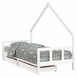 Maison Chic Lit d'Enfant Chambre - Cadre de lit pour enfant tiroirs blanc 90x200 cm bois de pin massif -MN36739