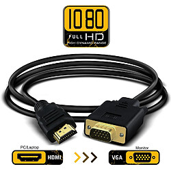 CABLING® 2m HDMI mâle vers VGA mâle D-sub HD 15 broches M/M Adaptateur connecteur câble pour écran PC LCD TV HD pour ordinateur portable