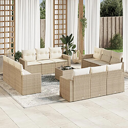 vidaXL Salon de jardin avec coussins 13 pcs beige résine tressée 