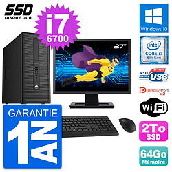 PC Tour HP EliteDesk 800 G2 Ecran 27" i7-6700 RAM 64Go SSD 2To Windows 10 Wifi · Occasion 