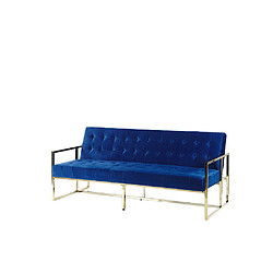 Beliani Canapé convertible 3 places en velours bleu cobalt MARSTAL pas cher