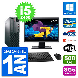 PC Lenovo M82 SFF Ecran 22" Intel i5-2400 RAM 8Go Disque 500Go Windows 10 Wifi - Occasion