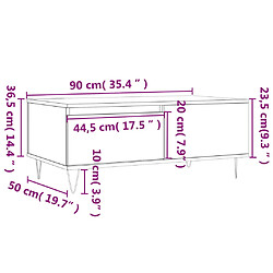 vidaXL Table basse Sonoma gris 90x50x36,5 cm Bois d'ingénierie pas cher