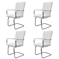 Decoshop26 Lot de 4 chaises de salle à manger cuisine cantilever design moderne synthétique blanc CDS021347