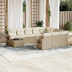 Maison Chic Salon de jardin 11 pcs avec coussins | Ensemble de Table et chaises | Mobilier d'Extérieur beige résine tressée -GKD70217