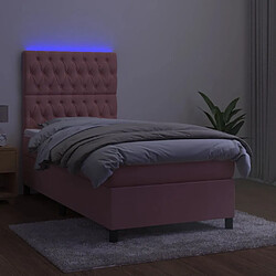 Avis vidaXL Sommier à lattes de lit matelas et LED Rose 100x200 cm Velours