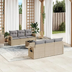 Maison Chic Salon de jardin avec coussins 7 pcs | Ensemble de Table et chaises | Mobilier d'Extérieur beige résine tressée -GKD37256